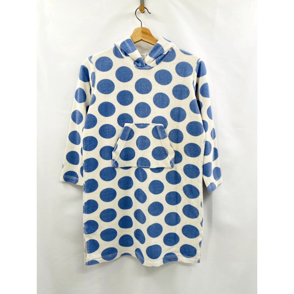 Mini boden white blue terrycloch hoodie dress
